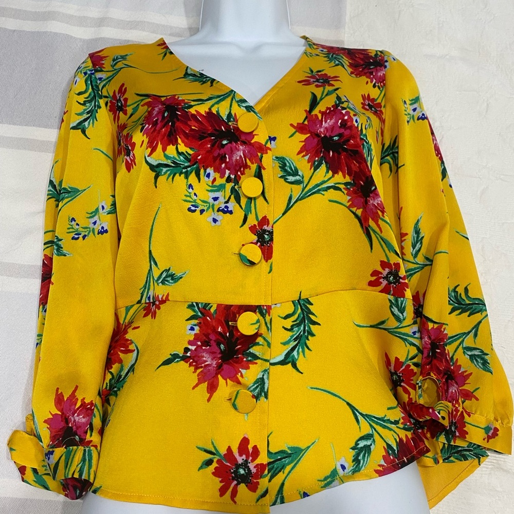 Express Yellow Floral Long Sleeve
